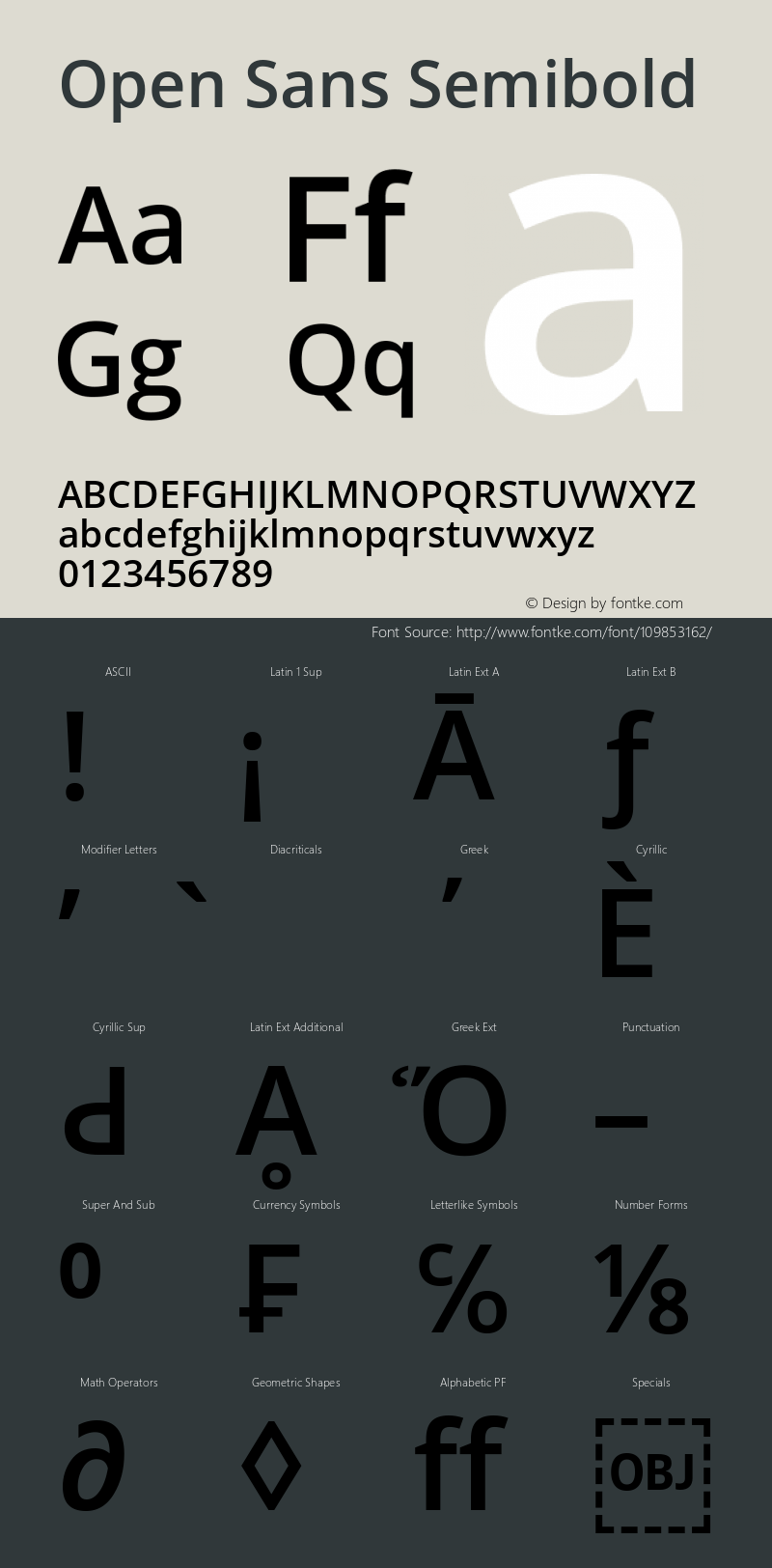 Open Sans Semibold Regular Version 1.10 Font Sample