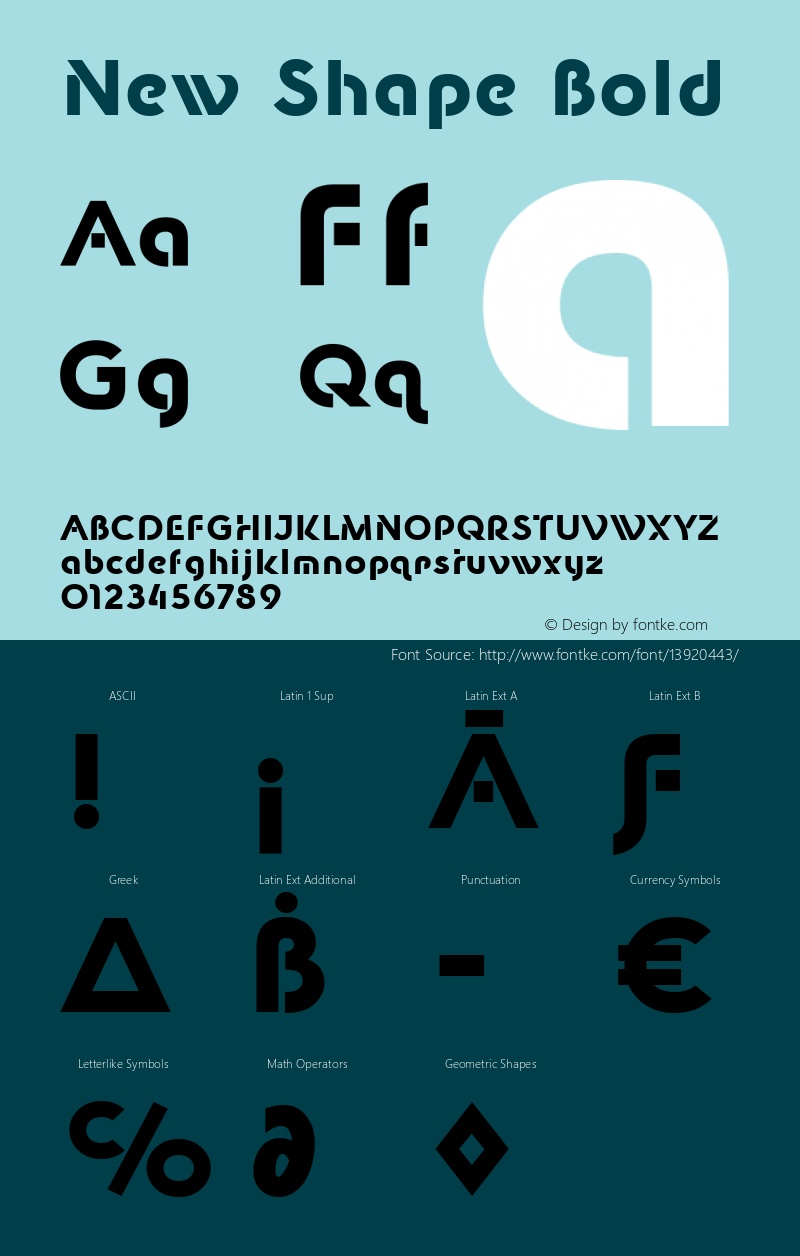 New Shape Bold Version 1.000 Font Sample