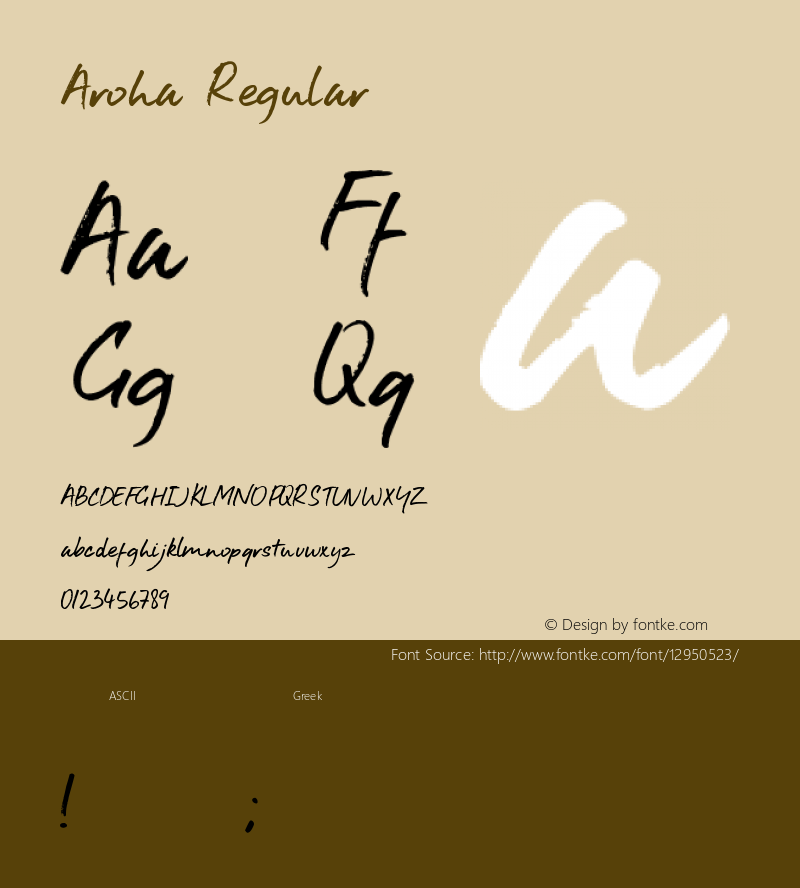 Aroha Regular Version 1.00 February 15, 2016, initial release Font Sample