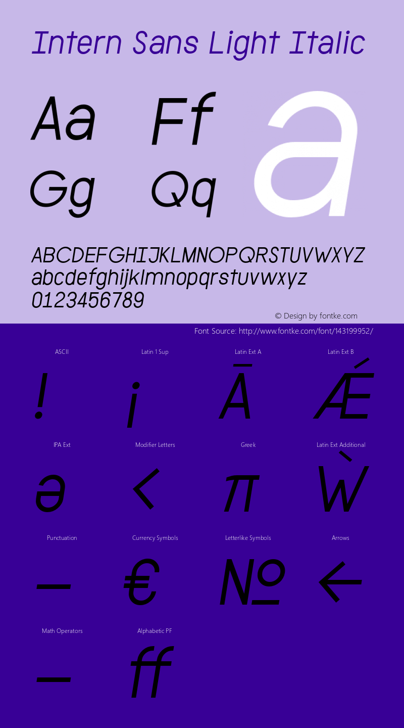 InternSans-LightItalic Version 1.000 | wf-rip DC20190820 Font Sample