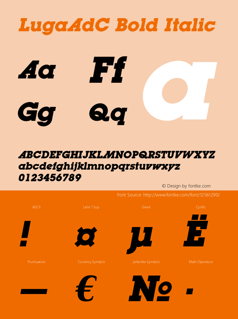 LugaAdC Bold Italic OTF 1.0;PS 1.000;Core 116;AOCW 1.0 161 Font Sample