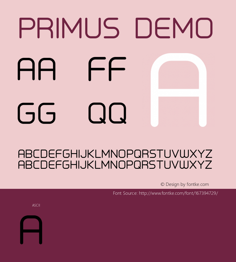 PrimusDEMO Version 1.001 Font Sample