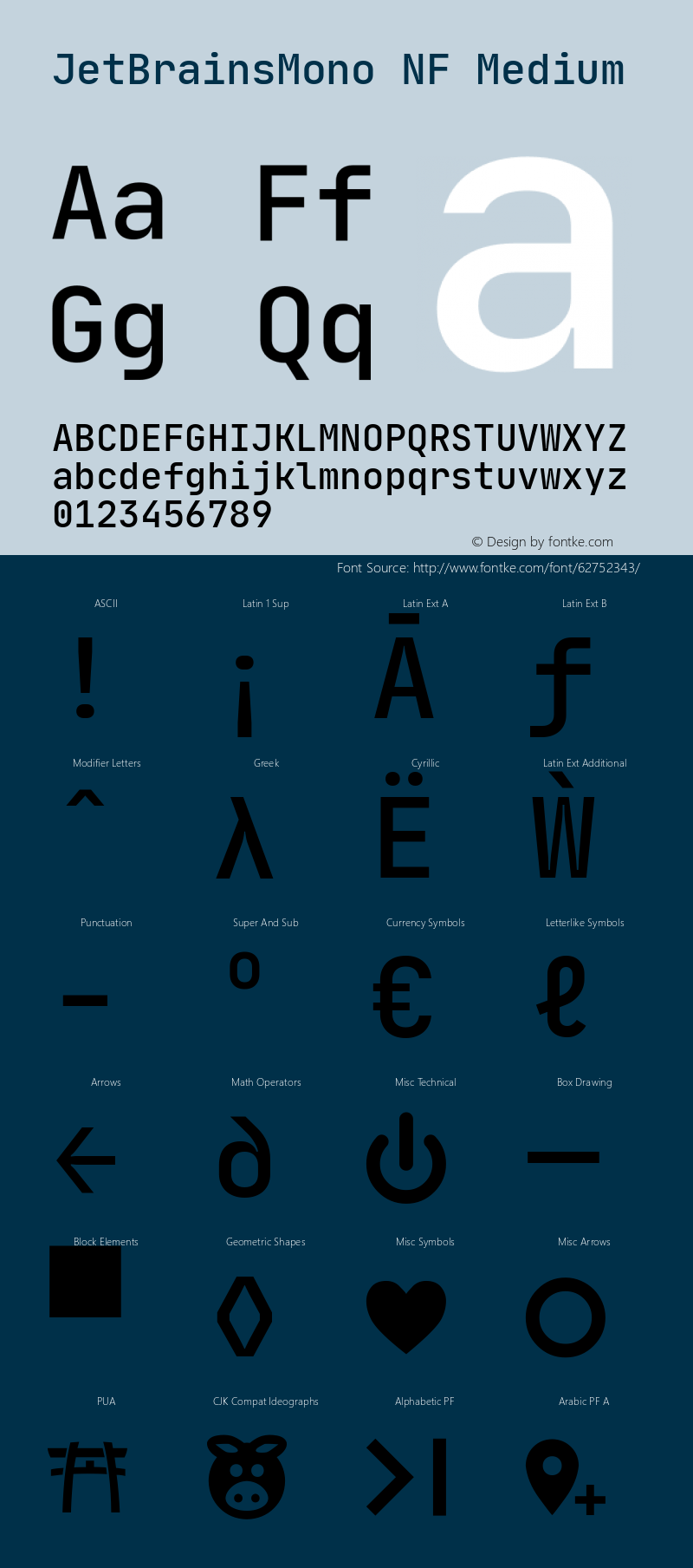 JetBrainsMono NF Medium Version 1.0.3 Font Sample