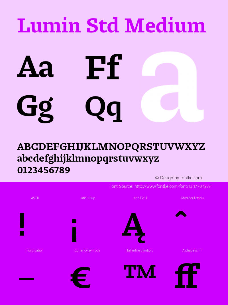 0d4d863b9e43efd6 - subset of Lumin Std Med Version 1.0; 2013 Font Sample