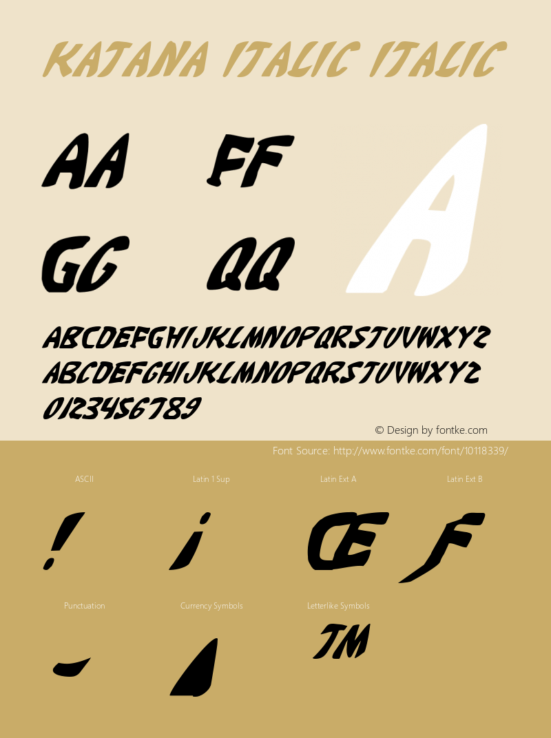Katana Italic Italic 2 Font Sample