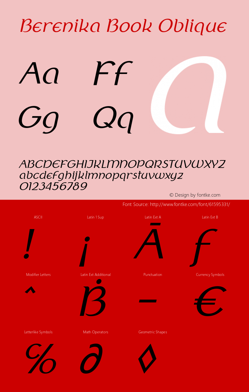 Berenika Book Oblique Version 3.0.0; 2020-04-15 Font Sample