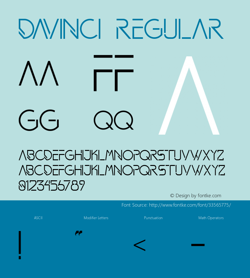 DAVINCI Version 1.000 Font Sample