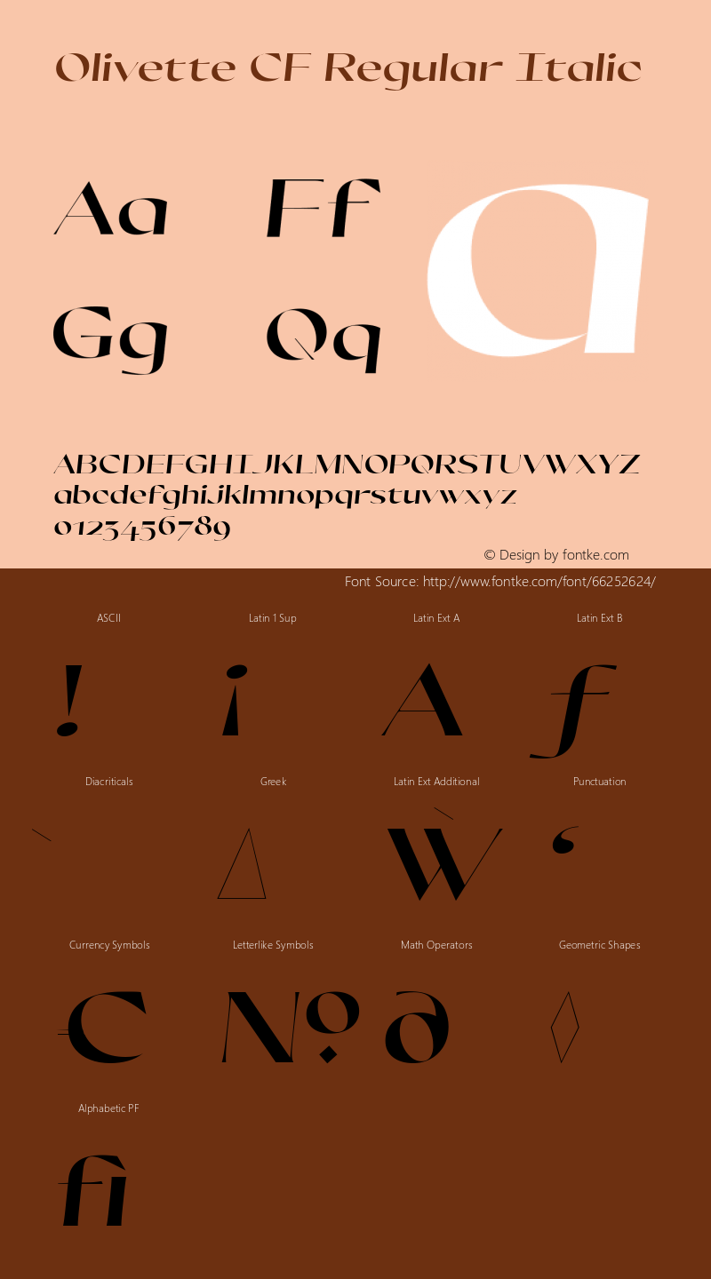 Olivette CF Regular Italic Version 1.000 Font Sample