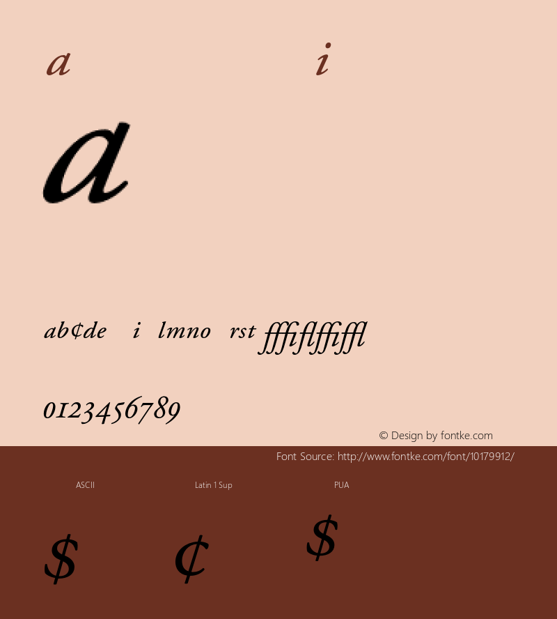 Adobe Garamond Italic 001.002 Font Sample