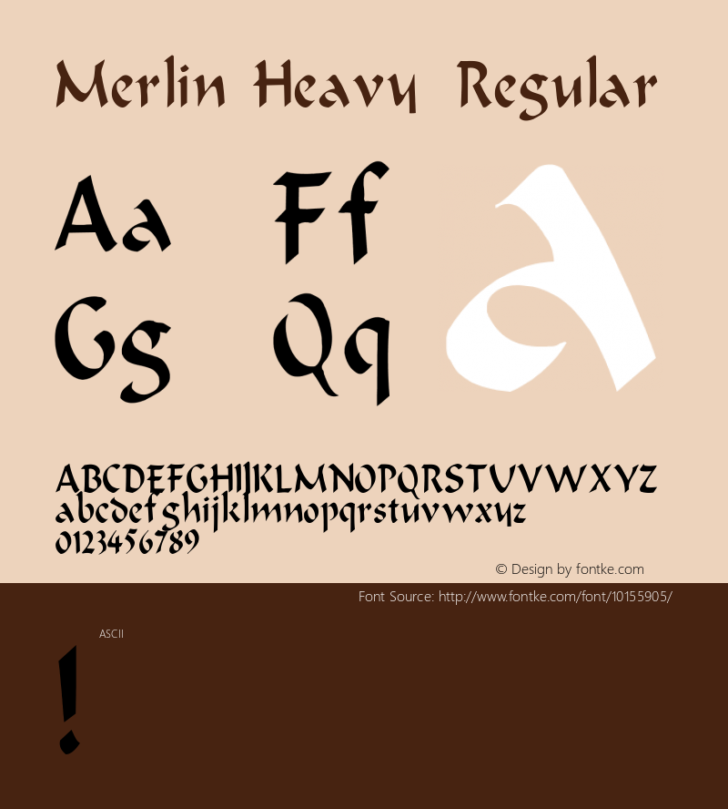 Merlin Heavy Regular Unknown Font Sample