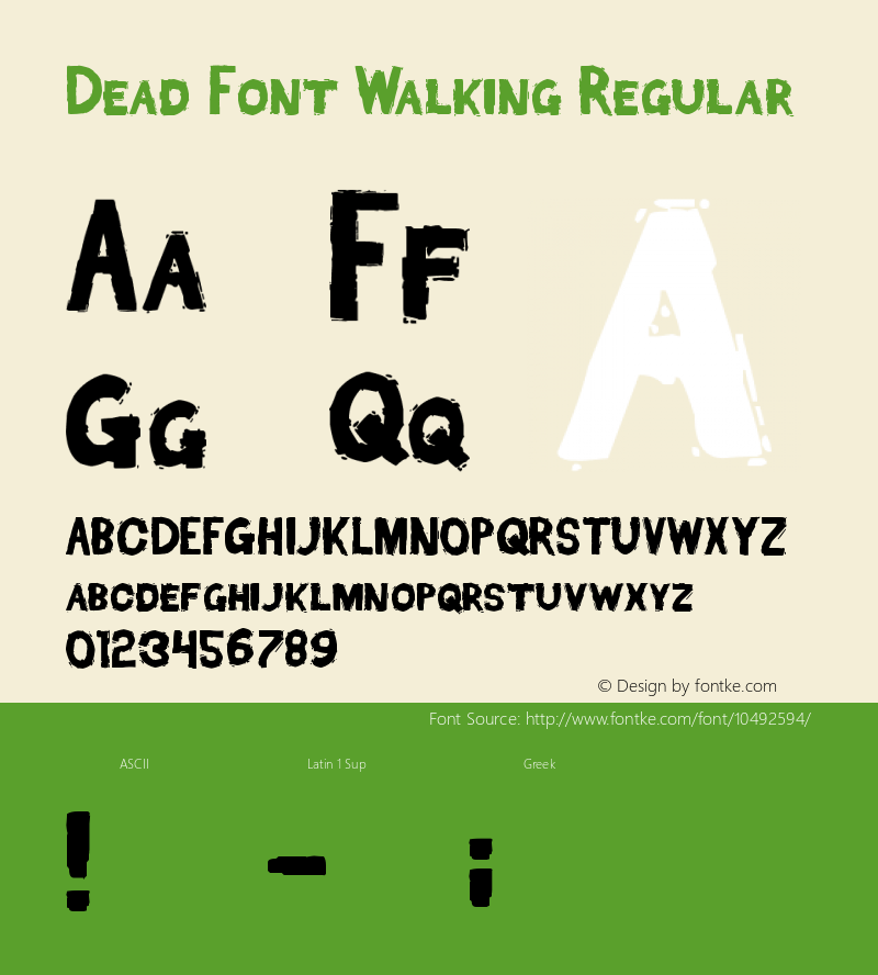 Dead Font Walking Regular Version 1.00 July 11, 2013, initial release Font Sample