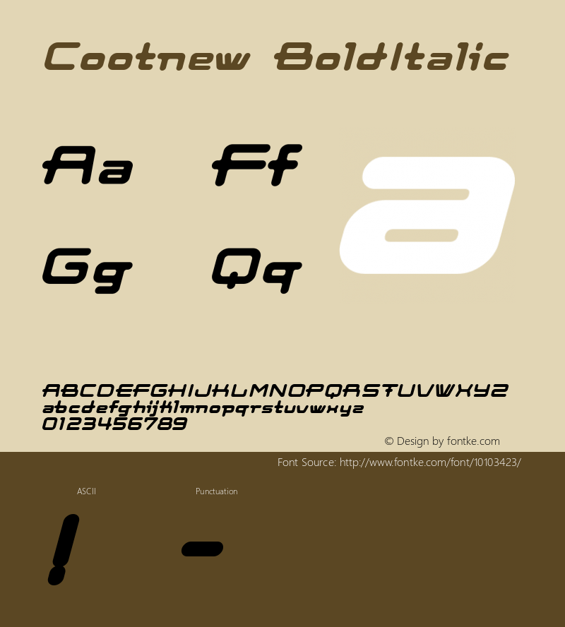 Cootnew BoldItalic Macromedia Fontographer 4.1J 02.4.1 Font Sample
