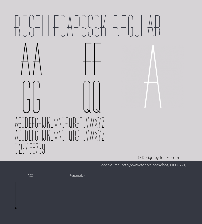RoselleCapsSSK Regular Macromedia Fontographer 4.1 8/13/95 Font Sample