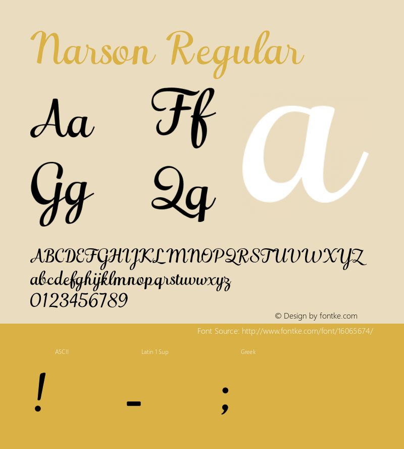 Narson Regular Version 1.00 September 28, 2015, initial release Font Sample