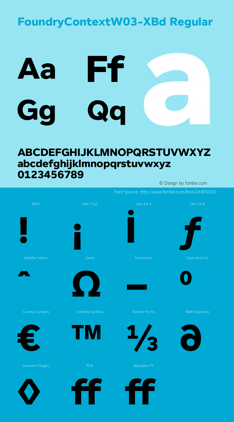 Foundry Context W03 X Bd Version 1.1 Font Sample