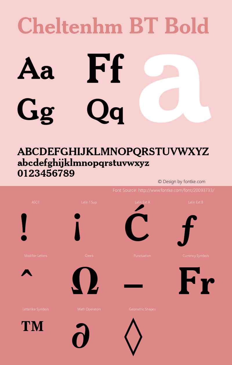 Cheltenhm BT Bold mfgpctt-v4.4 Nov 27 1998 Font Sample