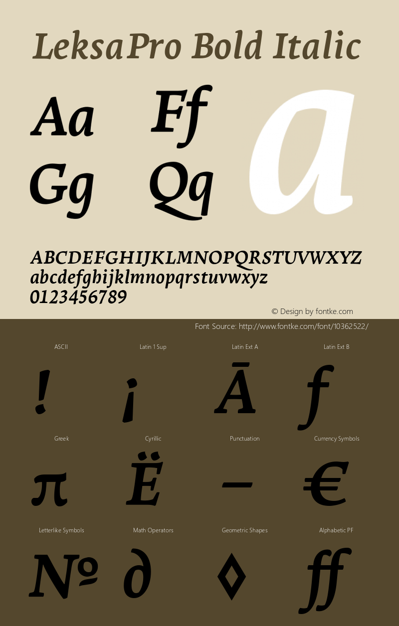 LeksaPro Bold Italic Version 001.000 Font Sample