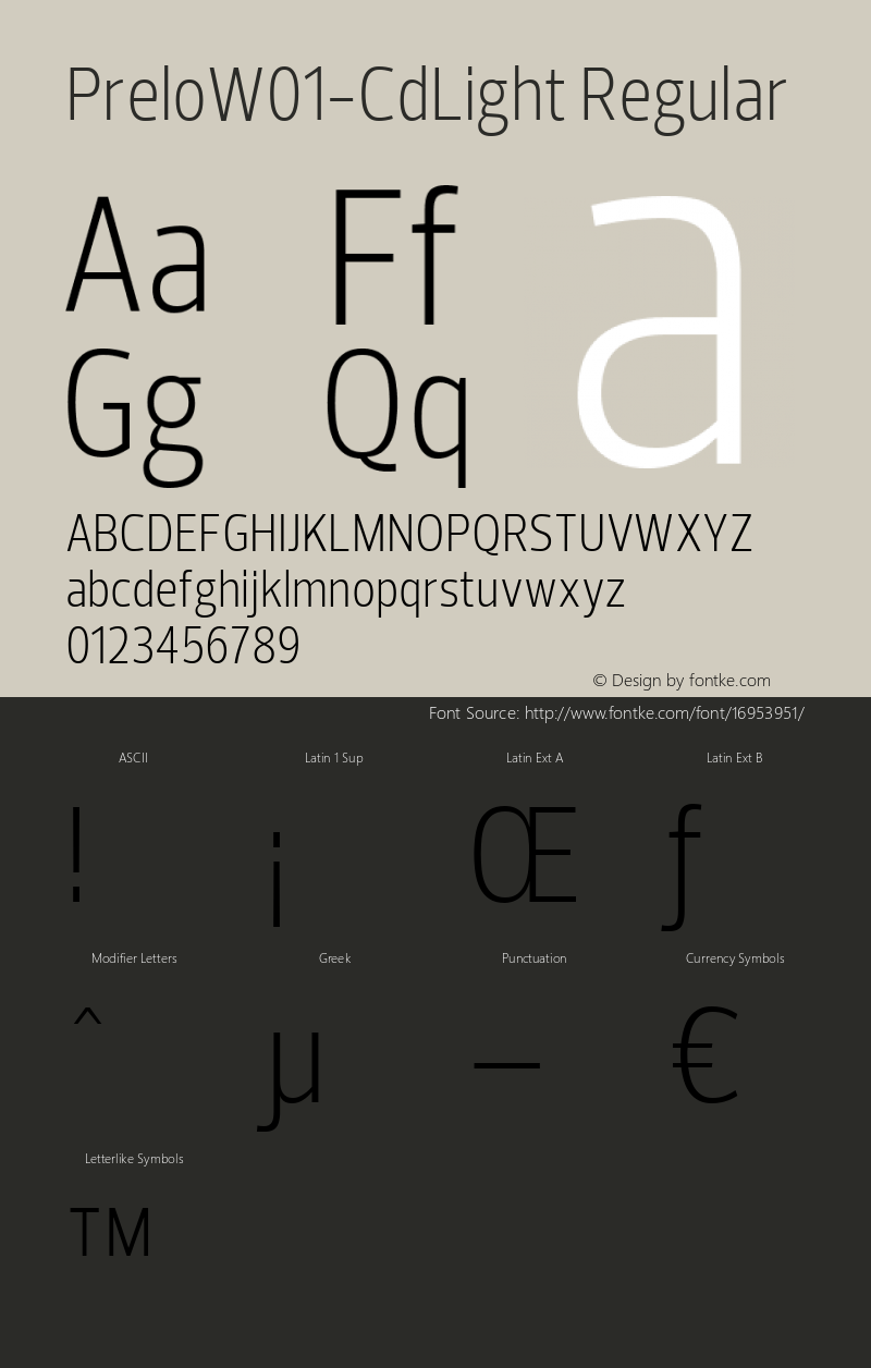 PreloW01-CdLight Regular Version 1.00 Font Sample