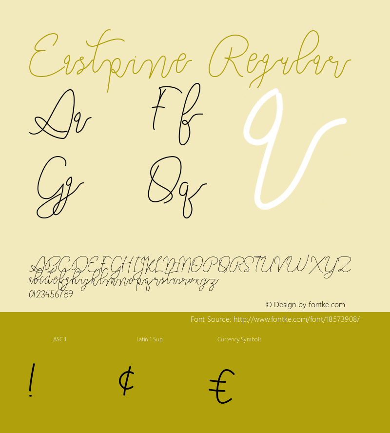 Eastpine Regular Version 1.000;PS 001.001;hotconv 1.0.56 Font Sample