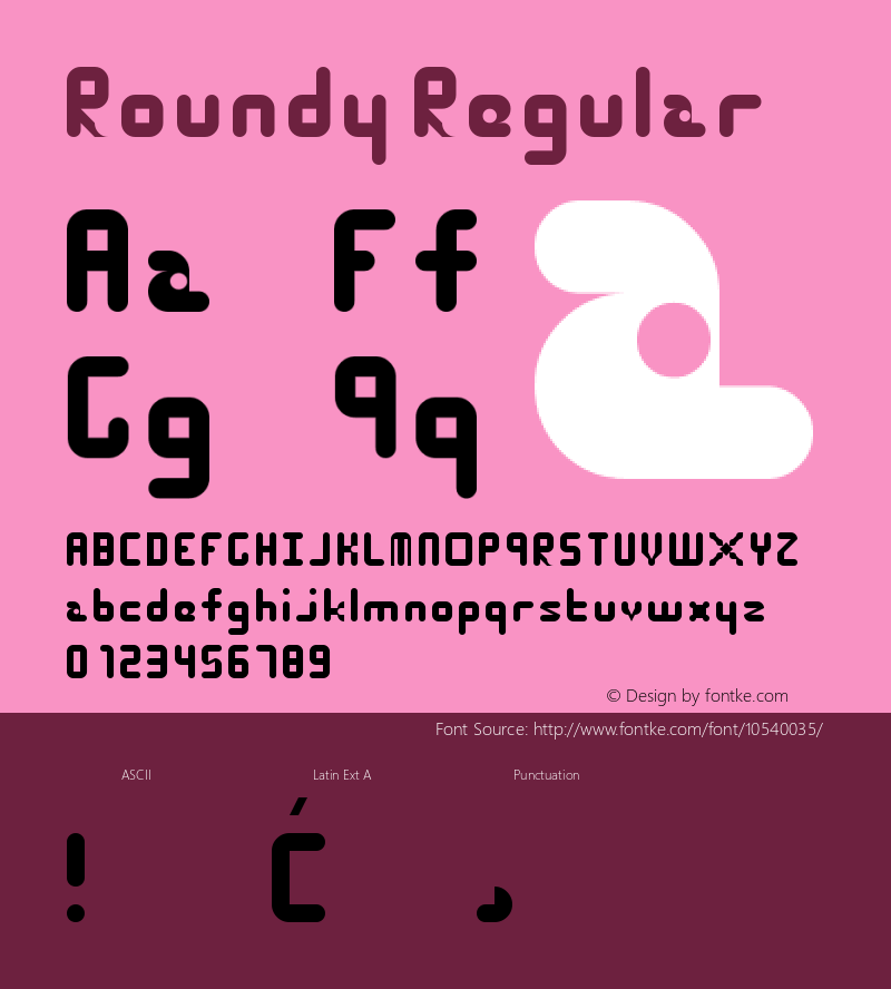 Roundy Regular Version 1.0 Font Sample