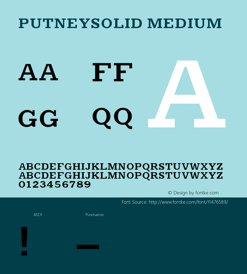 PutneySolid Medium Version 001.000 Font Sample