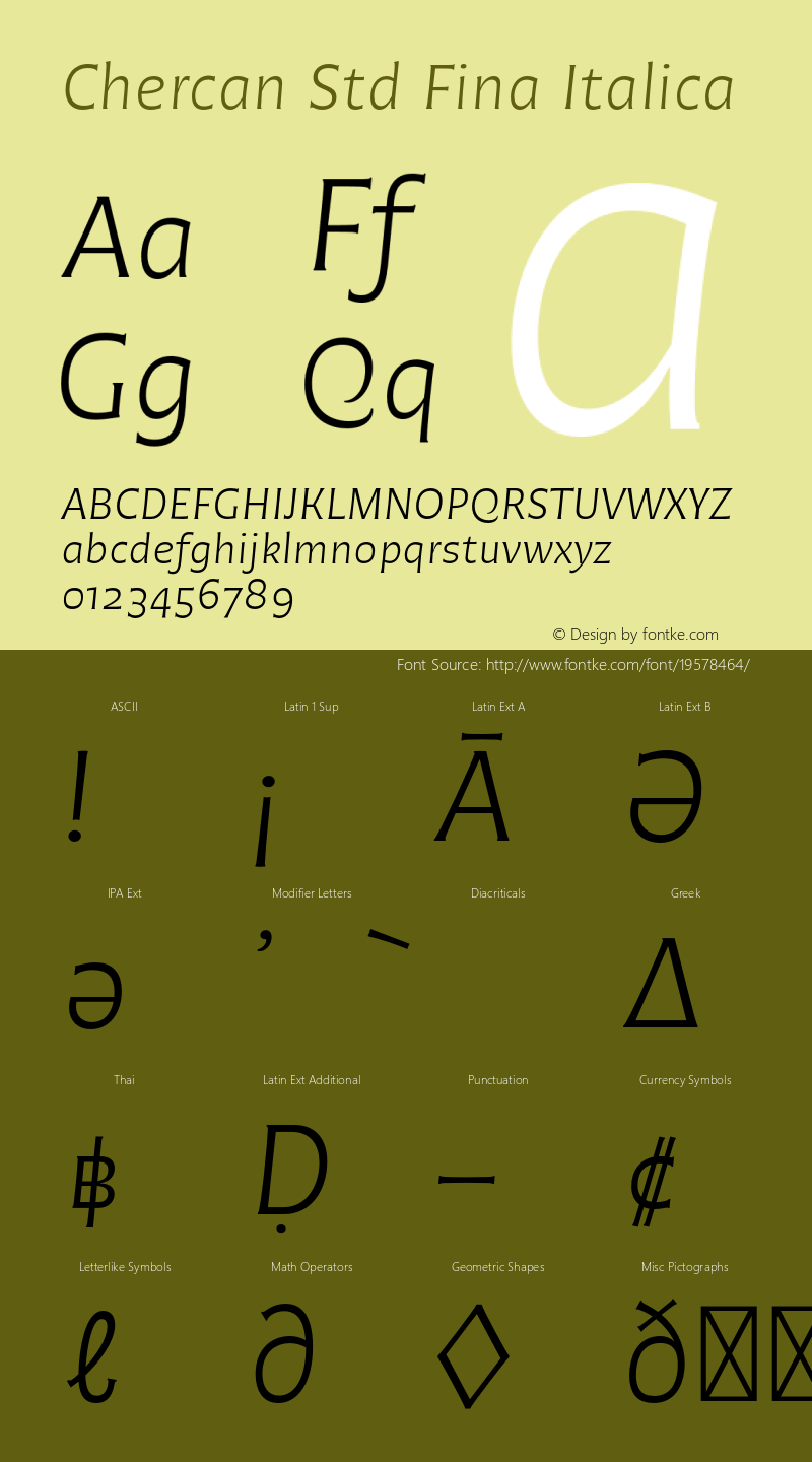 ChercanStd-FinaItalica Version 1.000;PS 001.000;hotconv 1.0.88;makeotf.lib2.5.64775 Font Sample