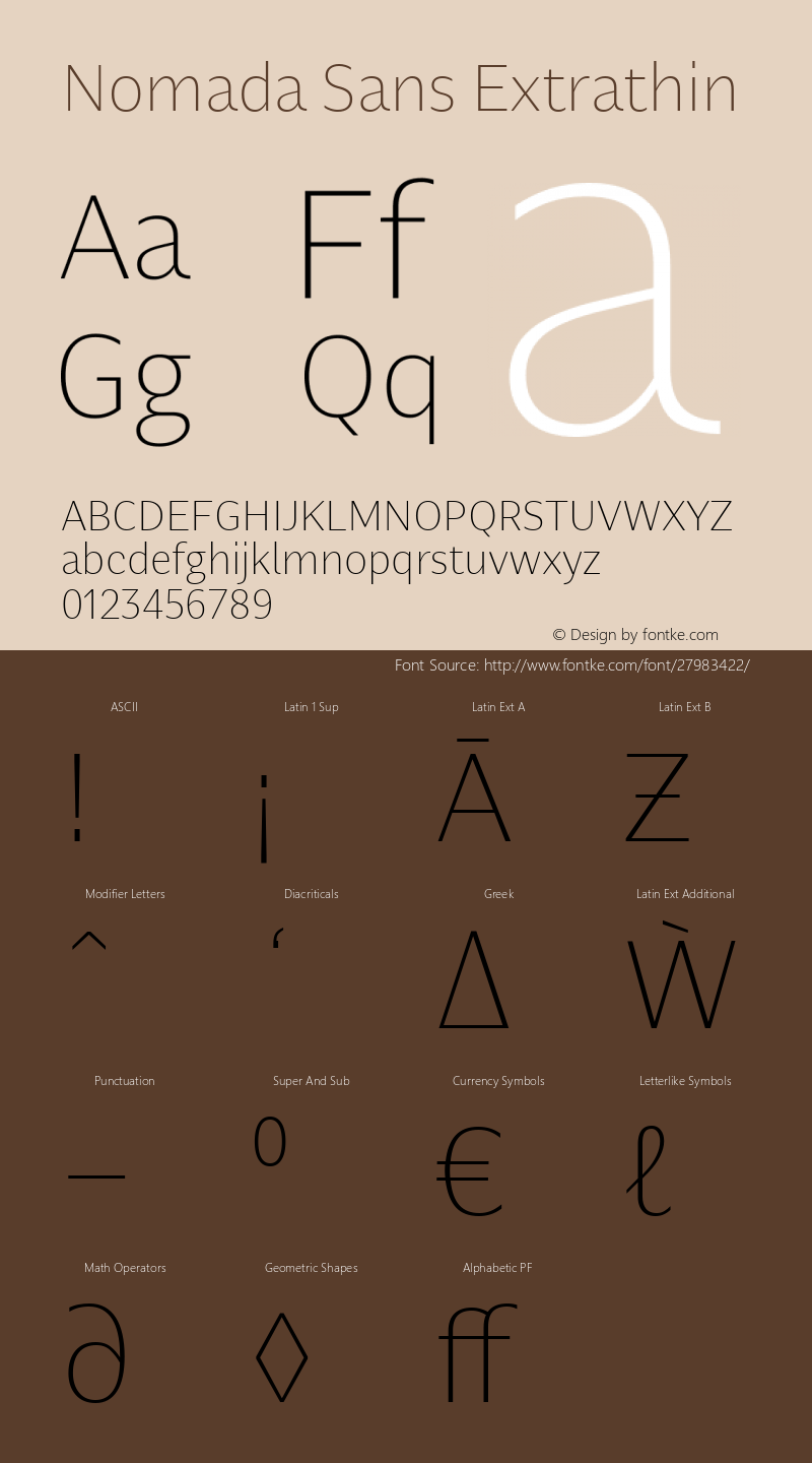 Nomada Sans Extrathin Version 1.001;hotconv 1.0.109;makeotfexe 2.5.65593 Font Sample