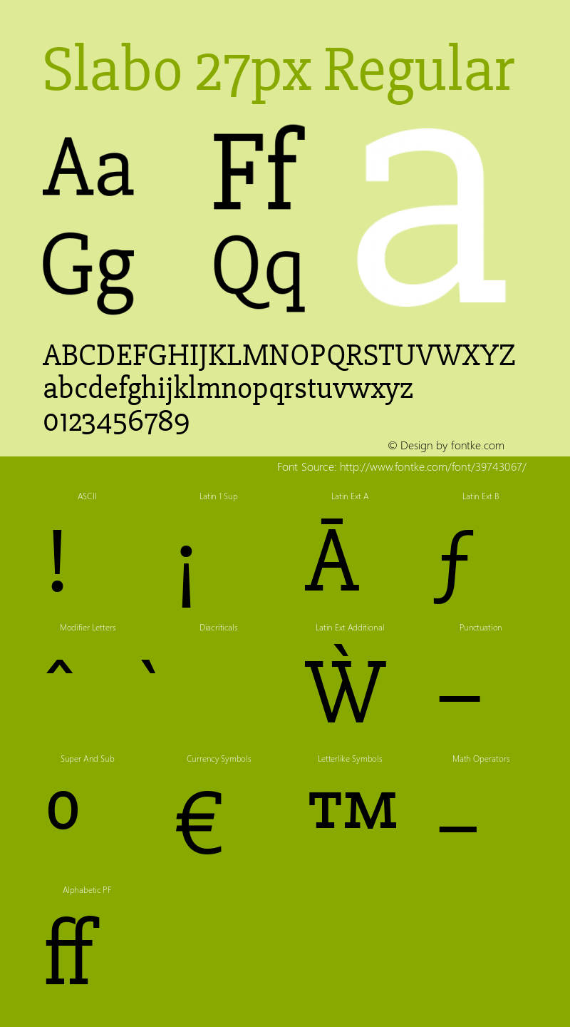 Slabo 27px Version 1.02 Build 003a Font Sample