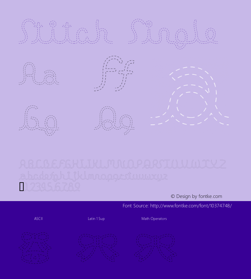 Stitch Single Fontographer 4.7 10.1.31 FG4M­0000002045 Font Sample