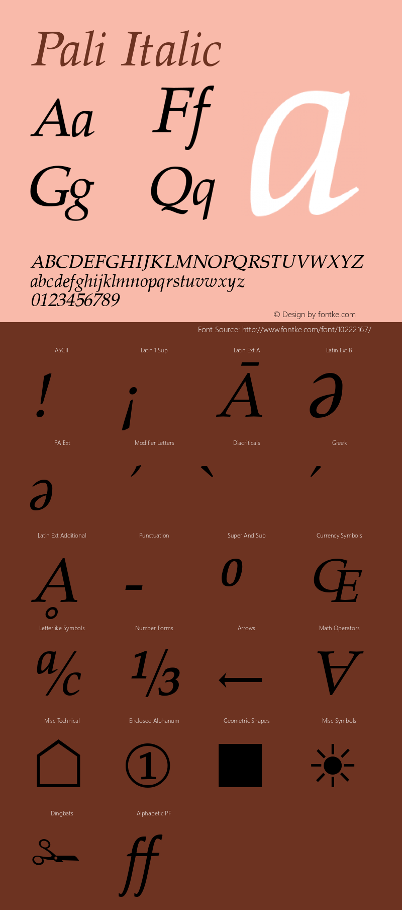 Pali Italic Version 1.10 January 31, 2008 Font Sample