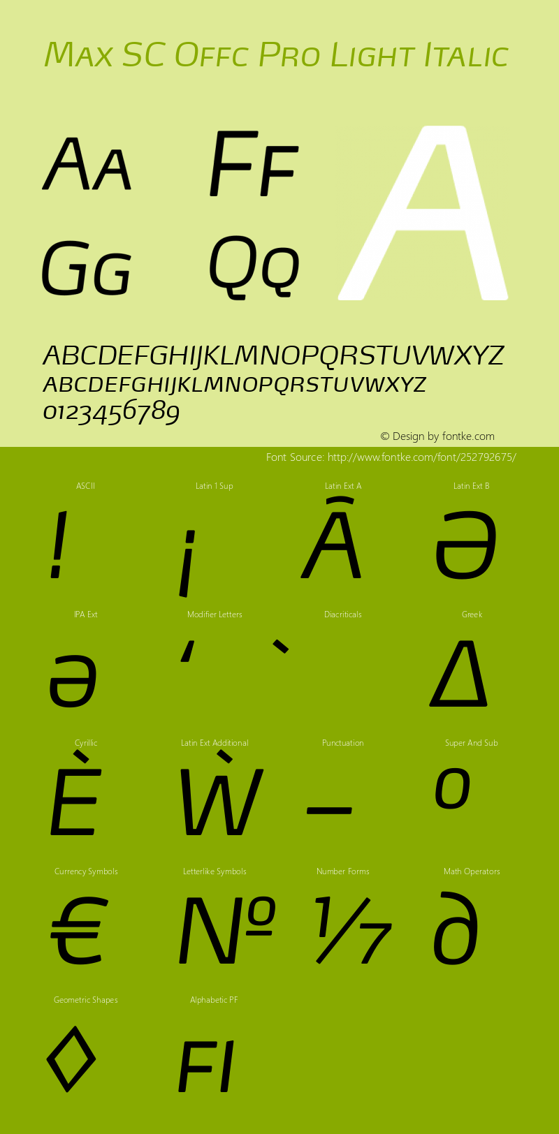 Max SC Offc Pro Light Italic Version 7.504; 2011; Build 1023图片样张