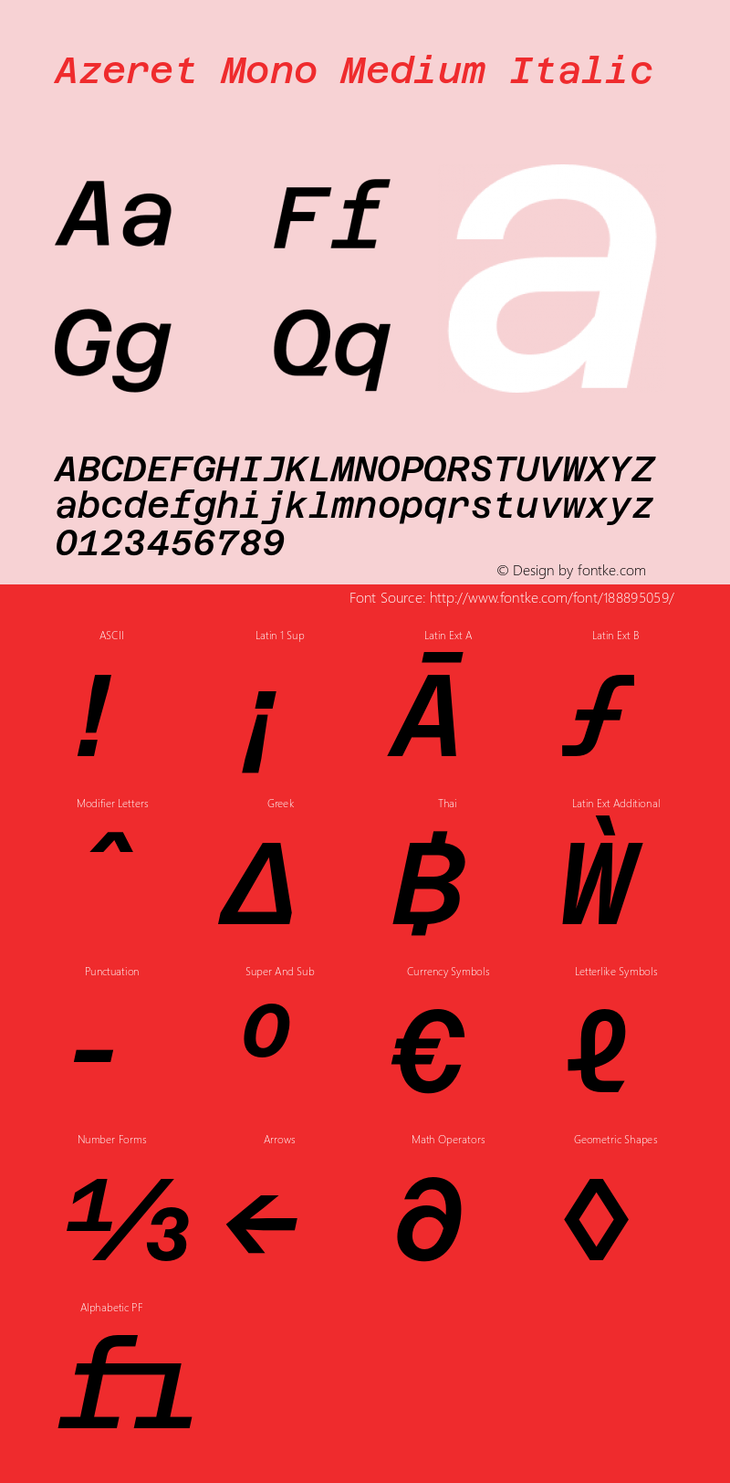 Azeret Mono Medium Italic Version 1.000; Glyphs 3.0.3, build 3084图片样张