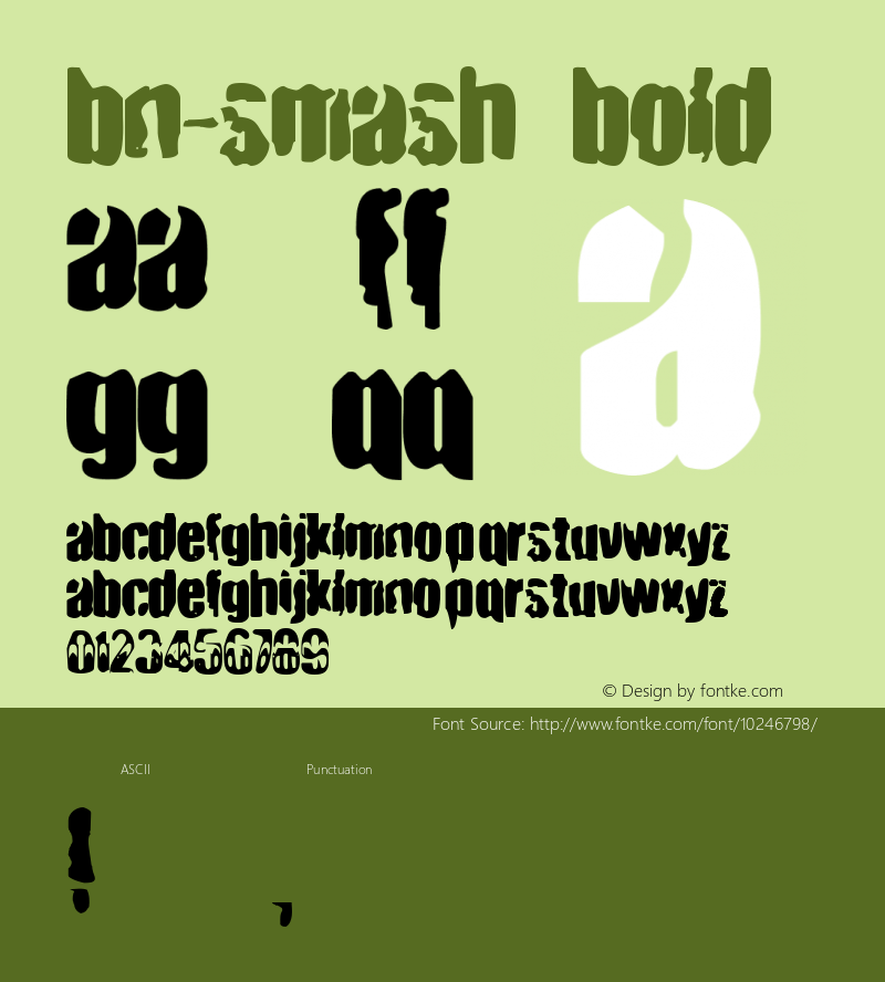 BN-Smash Bold 1999; 1.0, initial release Font Sample