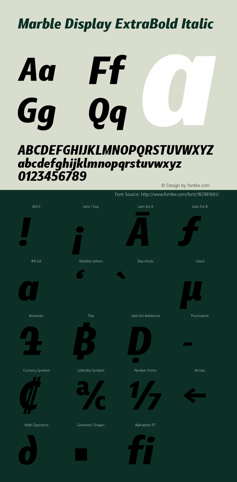 Marble Display ExtraBold Italic Version 1.001图片样张