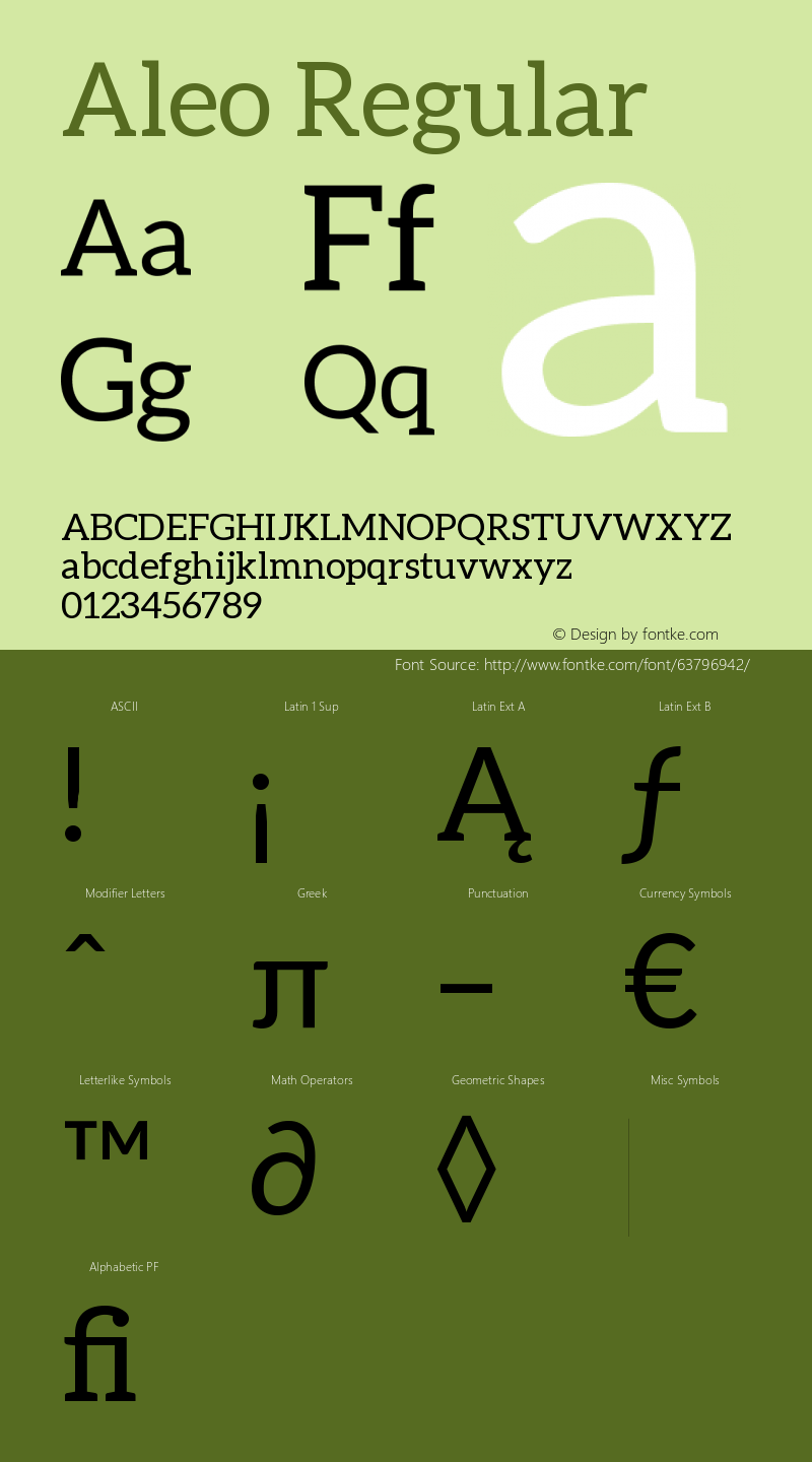 Aleo-Regular Version 1.1 Font Sample