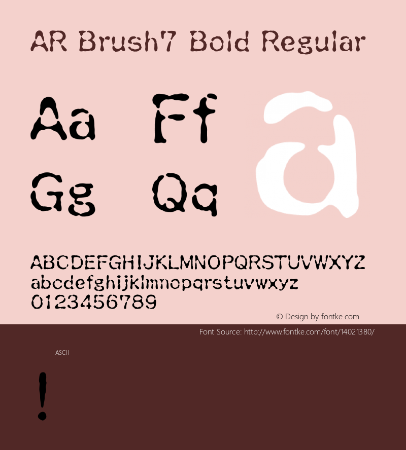 AR Brush7 Bold Regular Version 2.10 Font Sample