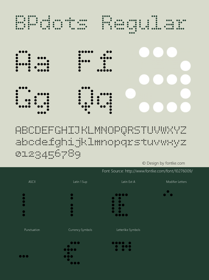 BPdots Regular Version 1.000 Font Sample