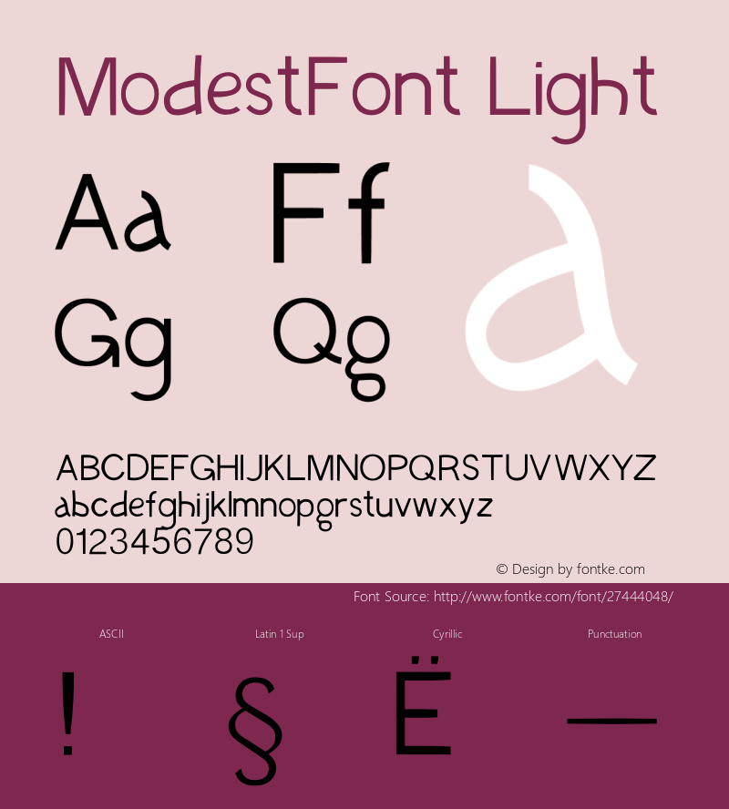 ModestFont Light Version 1.002;Fontself Maker 3.0.1 Font Sample