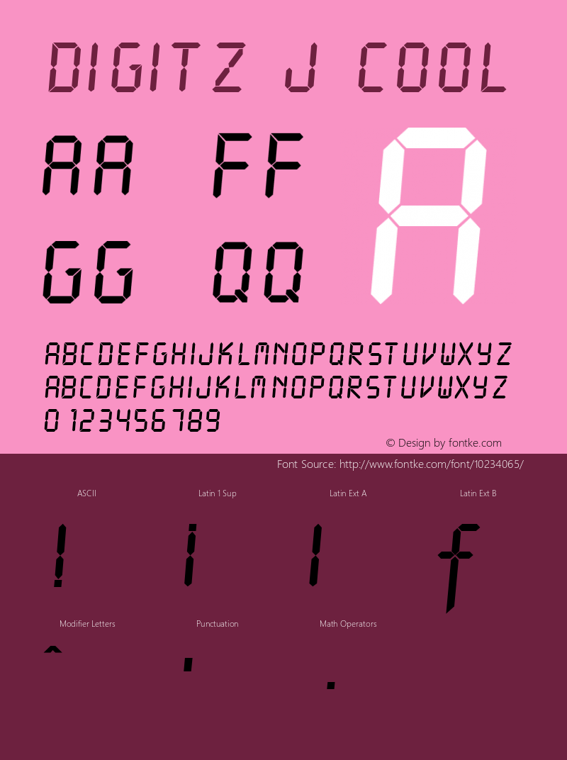 Digitz J Cool Cool Benedict: 1995 december 04:04 am Font Sample