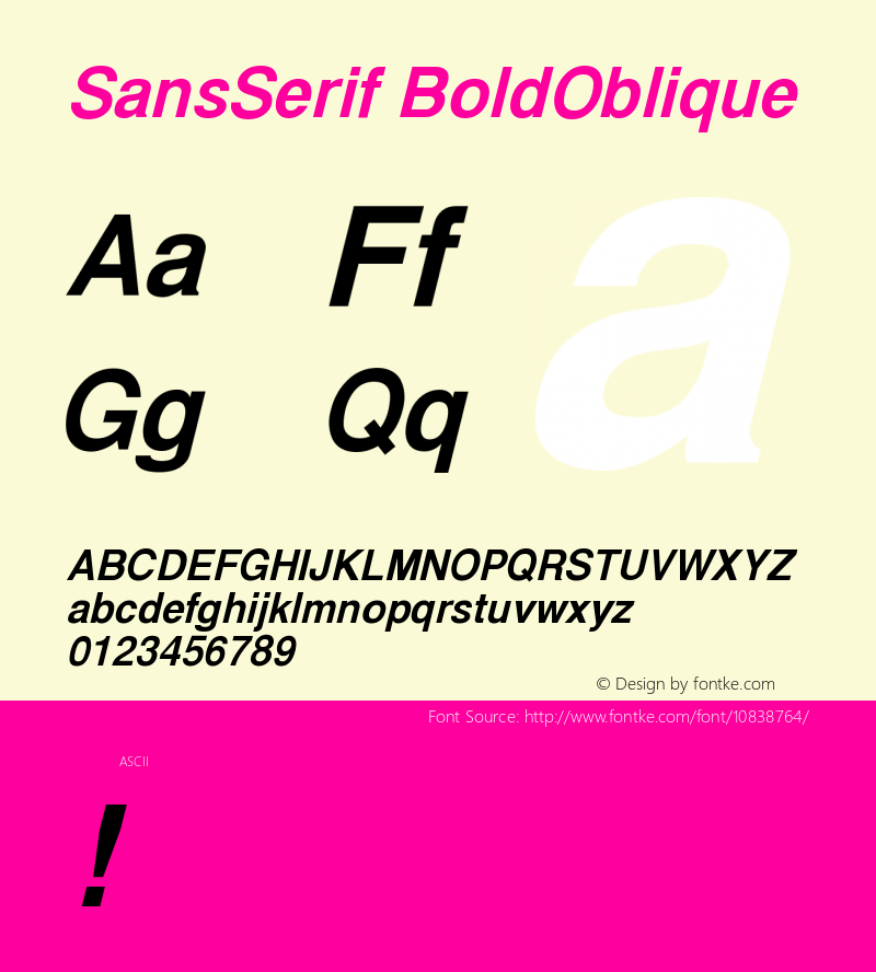 SansSerif BoldOblique Version 001.000 Font Sample