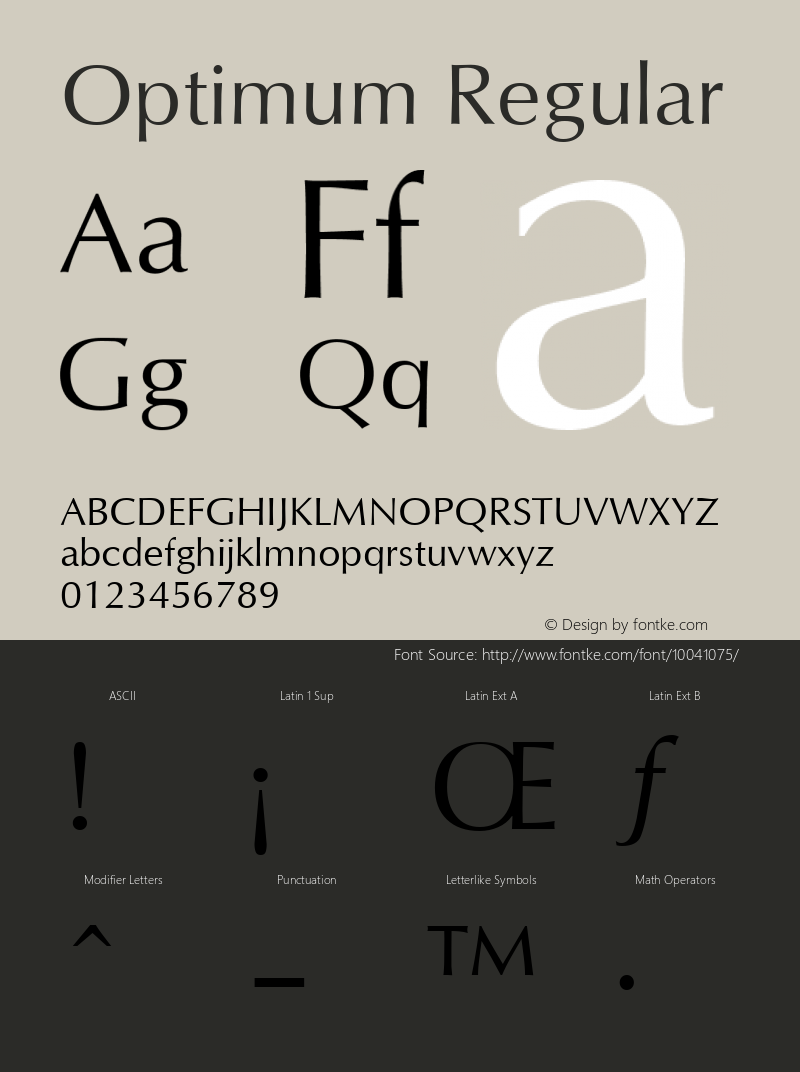 Optimum Regular Version 1 Font Sample