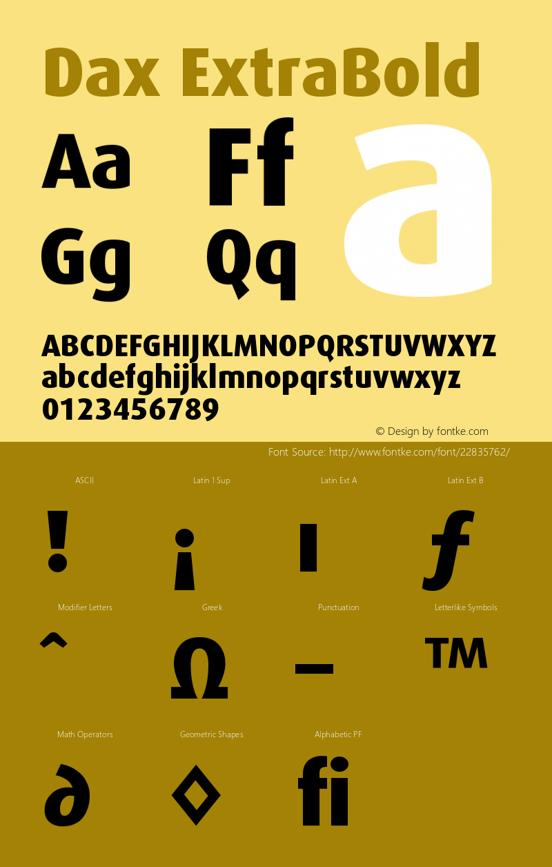 Dax-ExtraBold Version 001.002; t1 to otf conv Font Sample