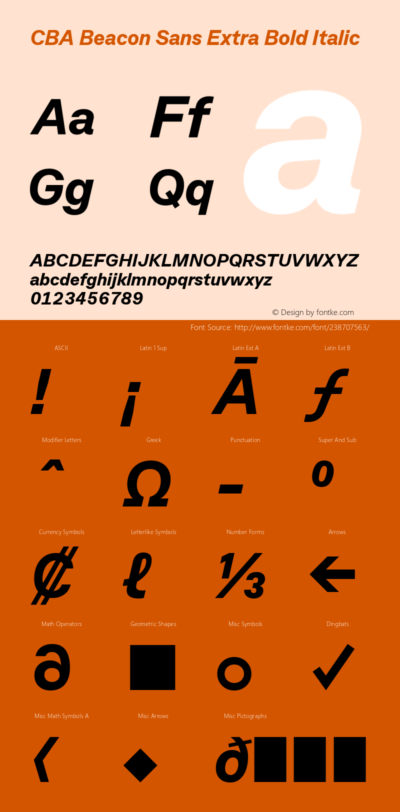 CBA Beacon Sans Extra Bold Italic Version 1.002图片样张