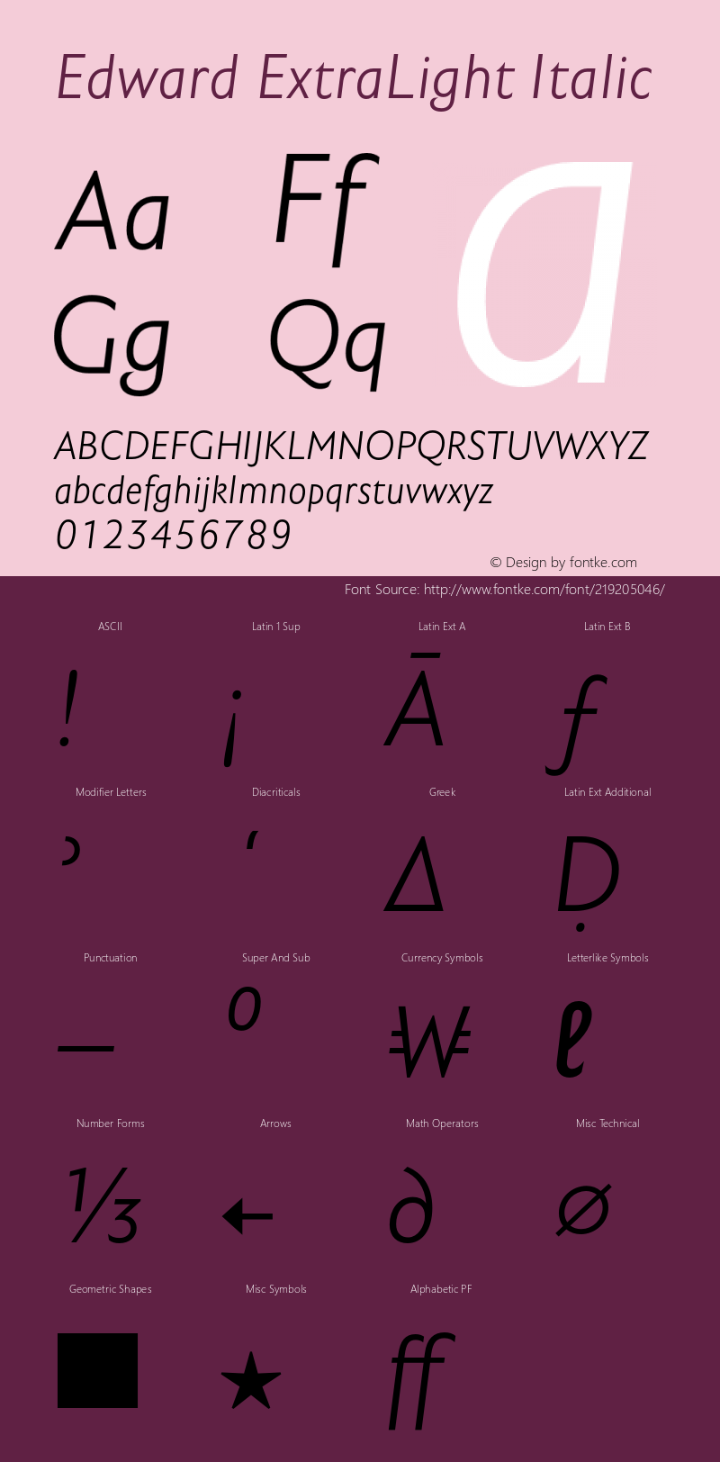 Edward-ExtraLightItalic Version 4.001图片样张