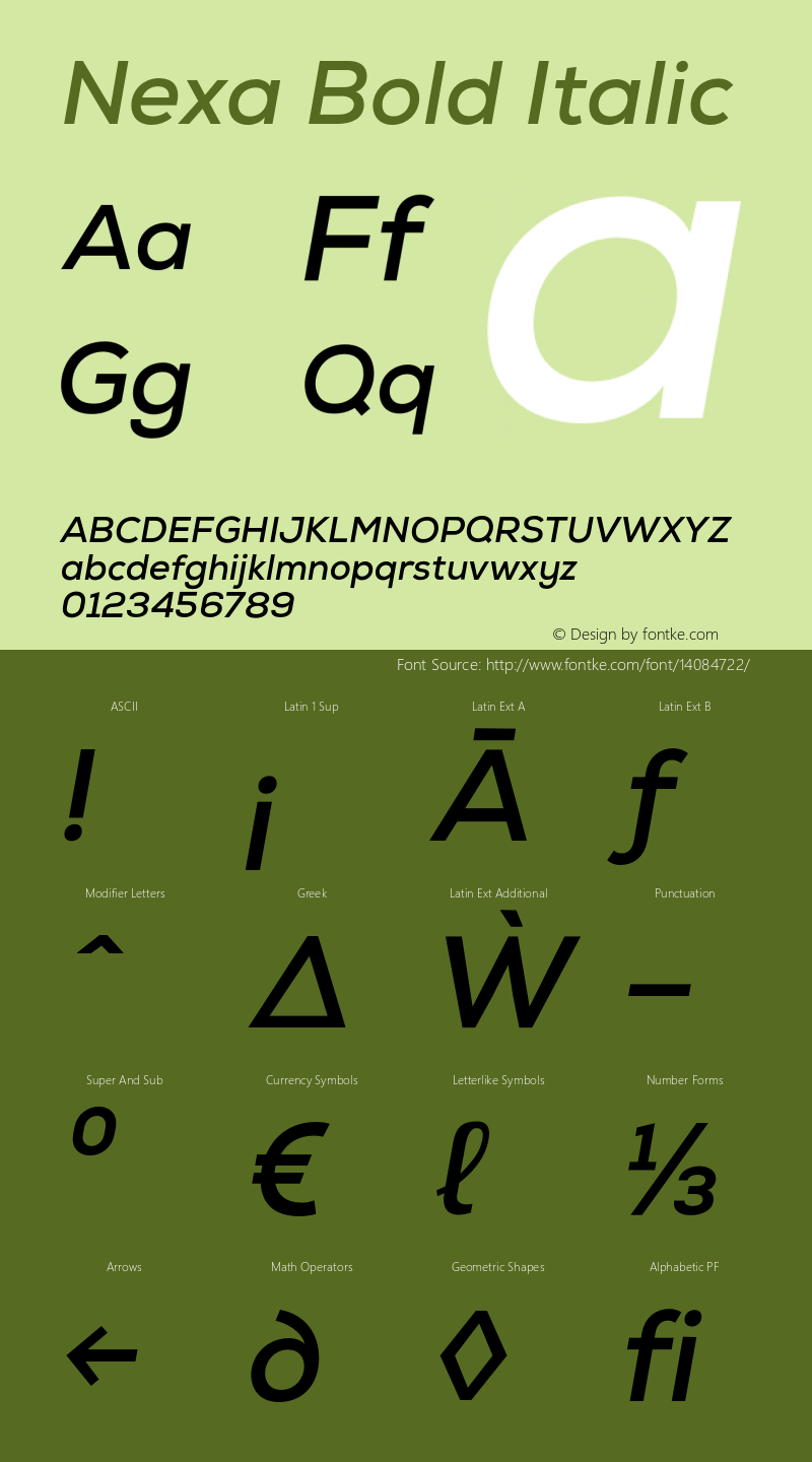 Nexa Bold Italic Version 001.001 Font Sample