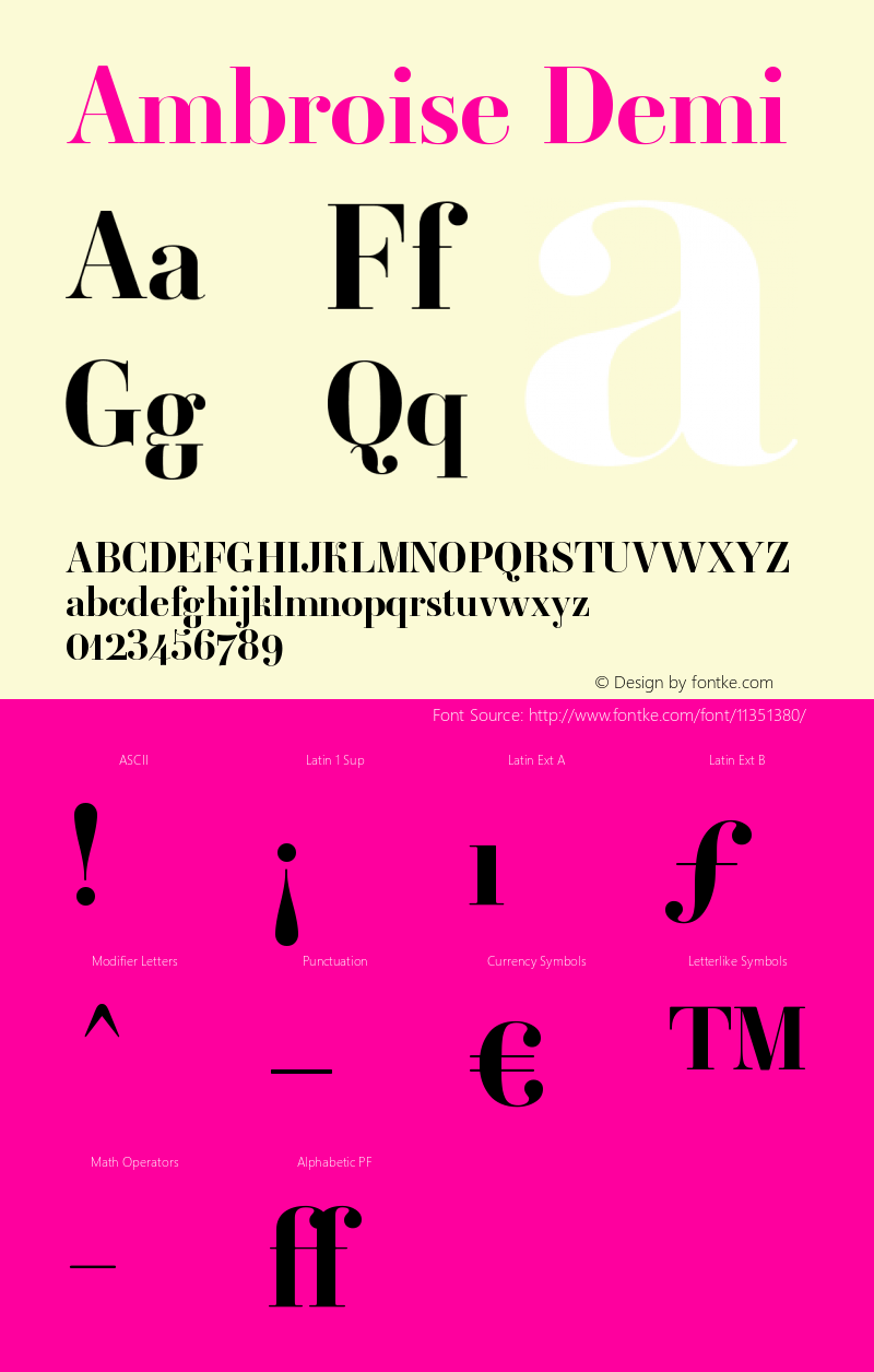 Ambroise Demi Version 001.000 Font Sample