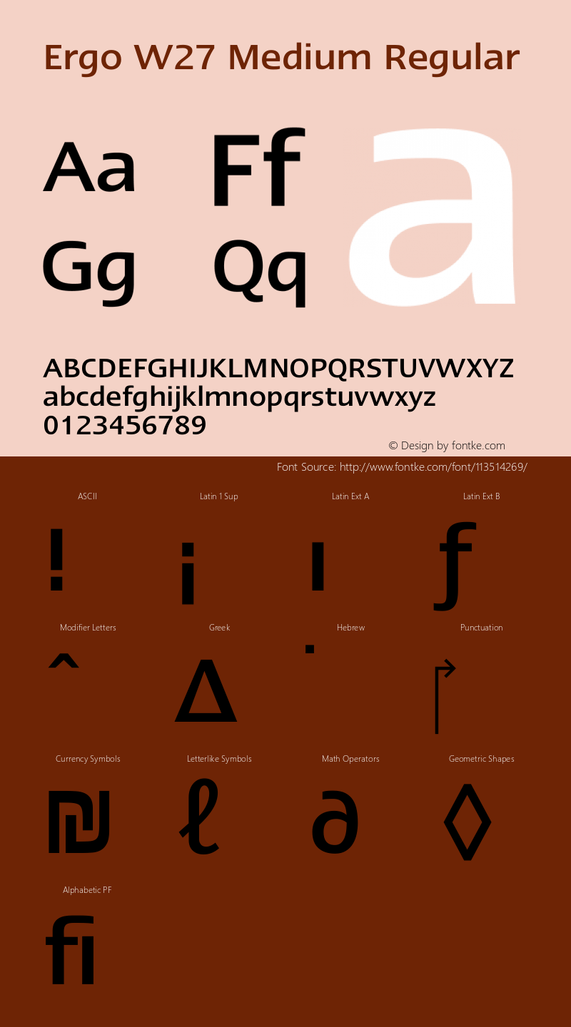 Linotype Ergo W27 Medium Version 1.00 Font Sample