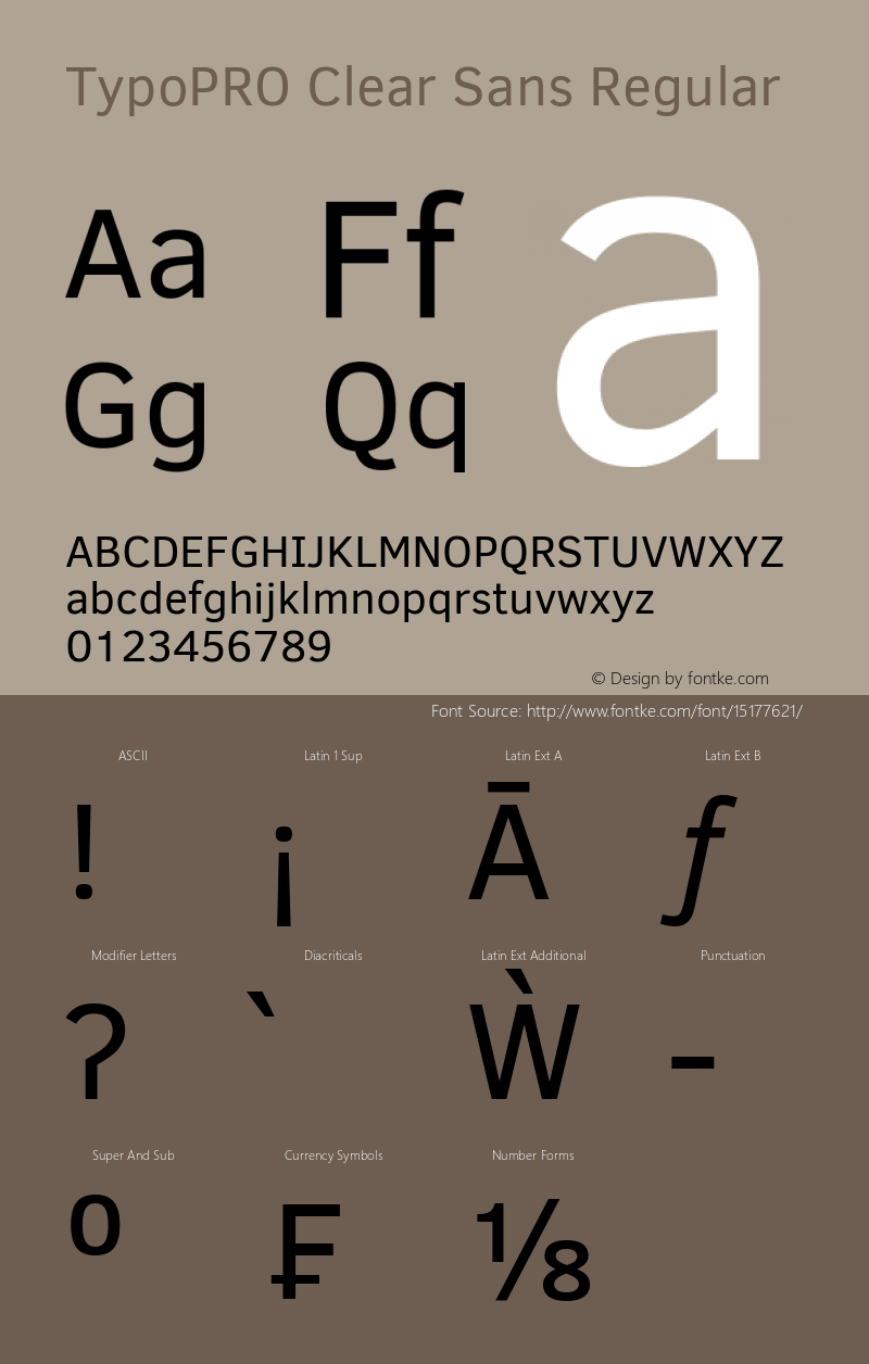 TypoPRO Clear Sans Regular Version 1.00 Font Sample