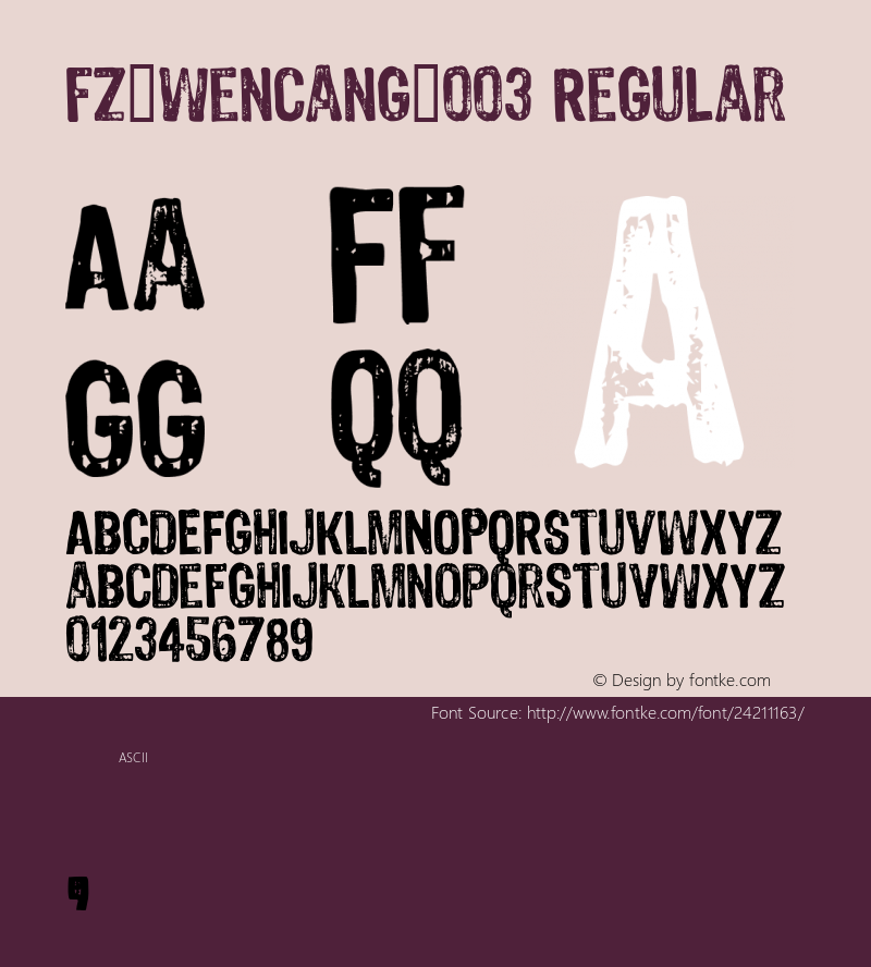 fz-wencang-003 Macromedia Fontographer 4.1 7/25/99 Font Sample