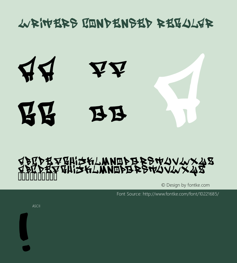 Writers condensed Regular 2.0 Font Sample